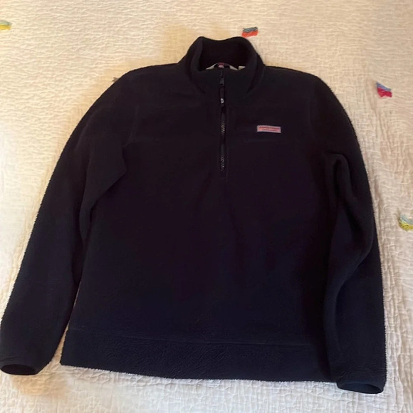 Vineyard Vines Navy Cozy High Pile Sherpa Quarter Zip Jacket XS - Picture 1 of 4